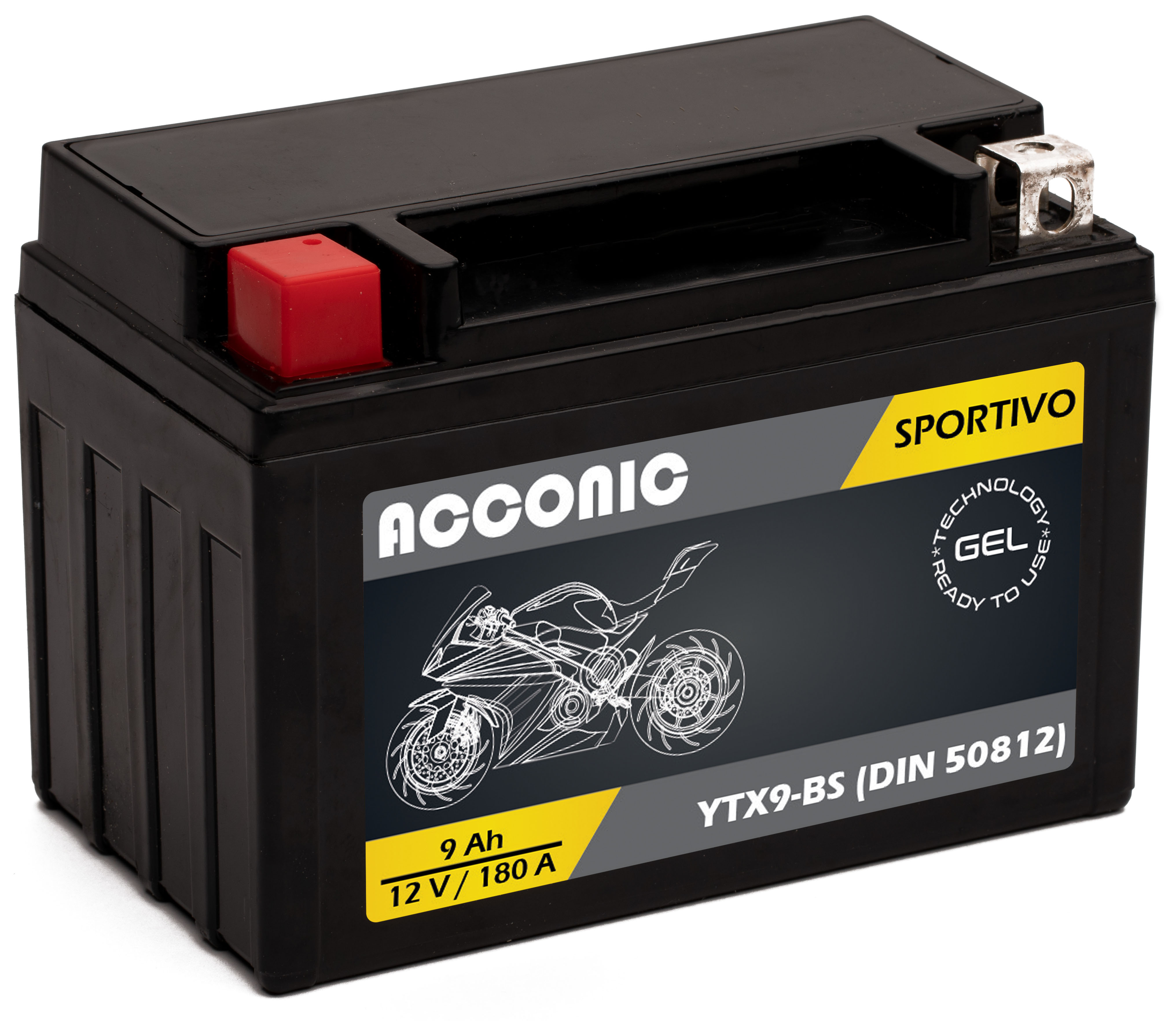 ACCONIC Sportivo GEL YTX9-BS Motorradbatterie 7 Ah 12V (DIN 50812)